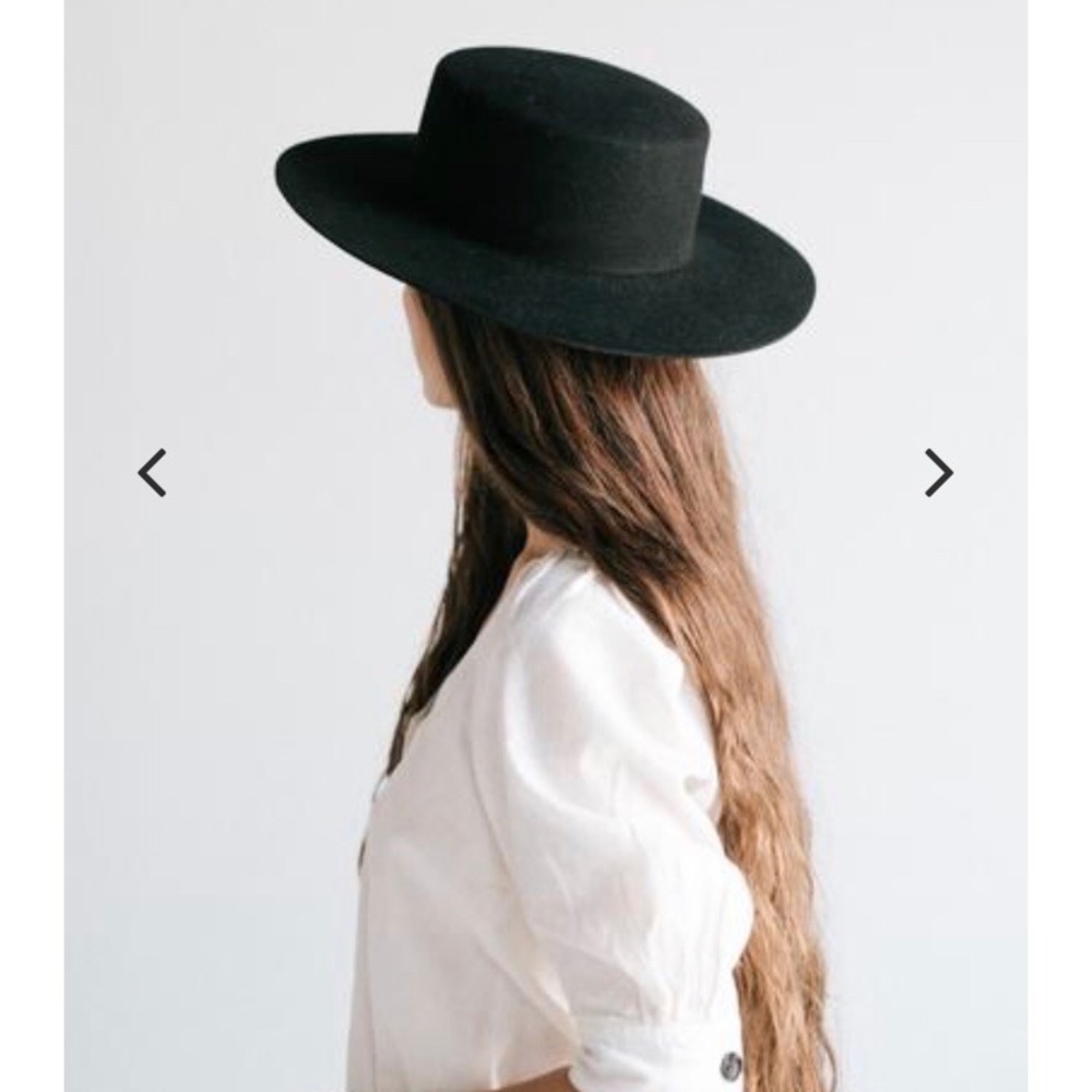 Black wool stif brim rancher hat! vintage!!